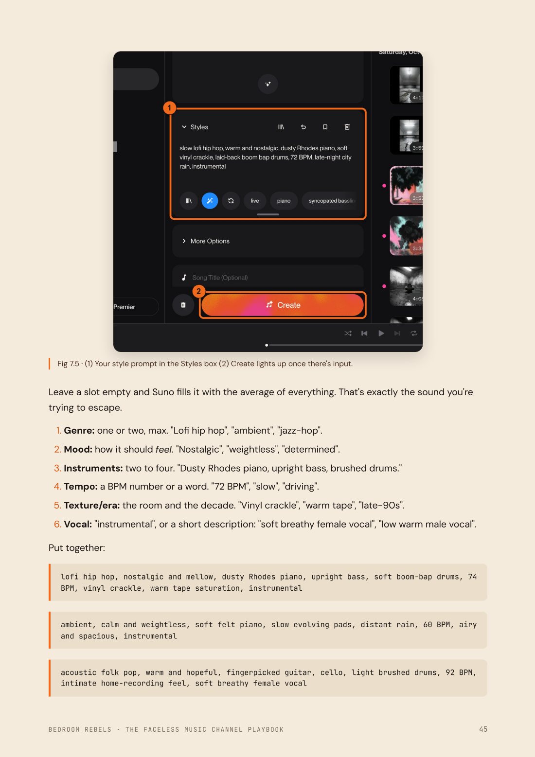 Annotated Suno screenshot page